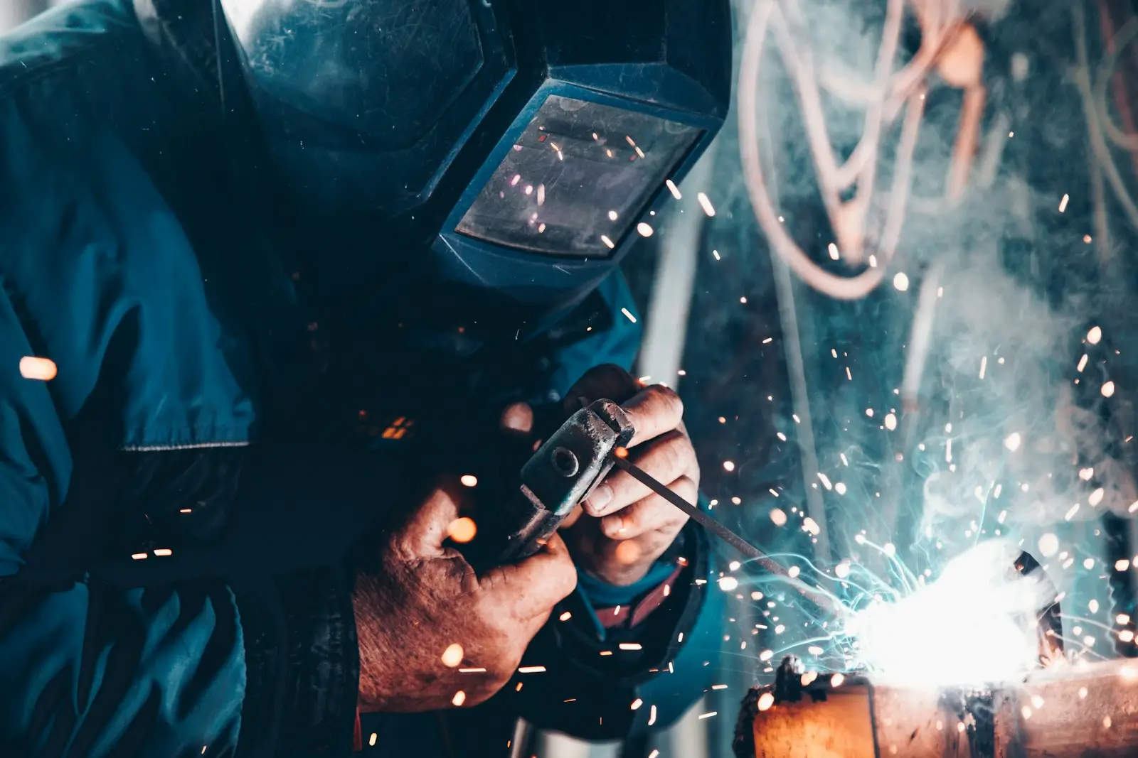 Welding on an automotive component fabrication line